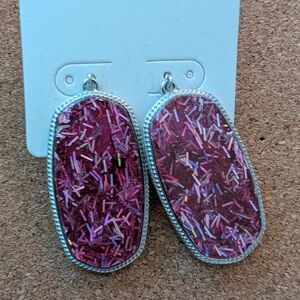 Pink and Silver Dangle Earrings